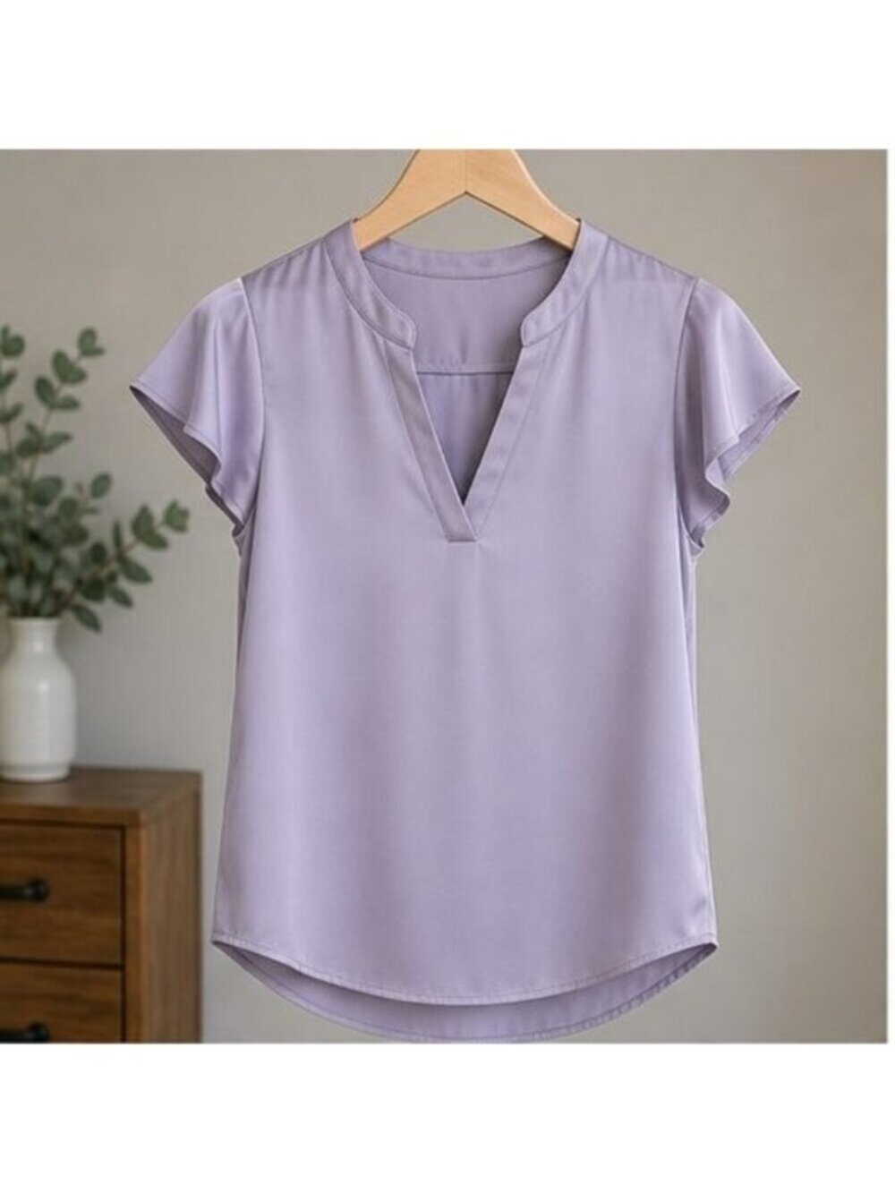 Lilac V Neck Top